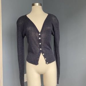 Y2K navy blue ribbed button down cardigan